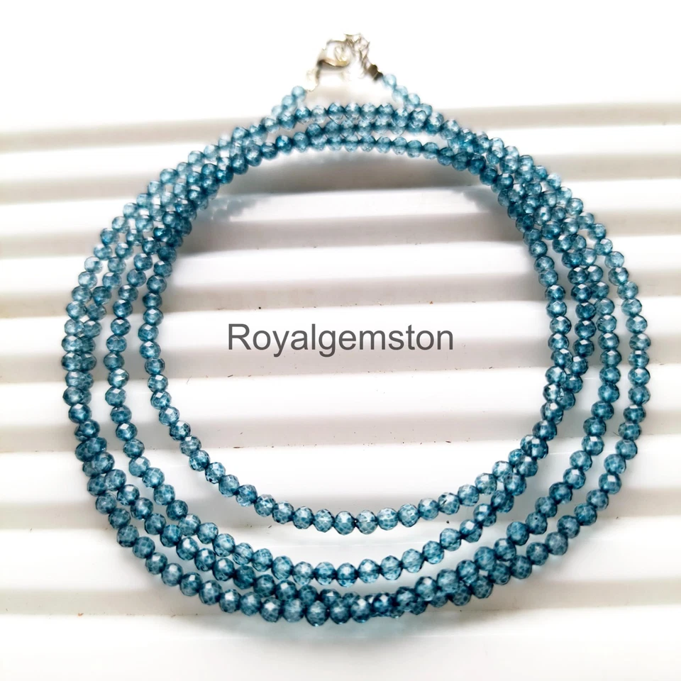 Cuentas de topacio, cuentas de topacio facetadas, collar de cuentas facetadas redondas de 3 mm, piedras preciosas Foto 3 de 4