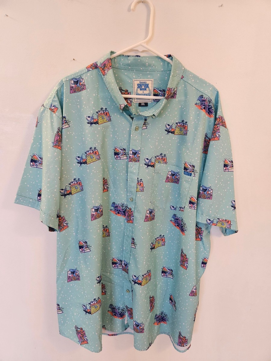 RSVLTS Mens Shirt 3XL: Discovery Shark Week shark vacation with KUNUFLEX