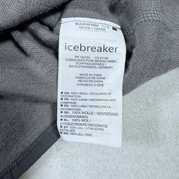 Chaqueta Icebreaker de Lana Merino con Cremallera para Hombres Gris Medio Cremallera Completa Capa Base Top Foto 4 de 4