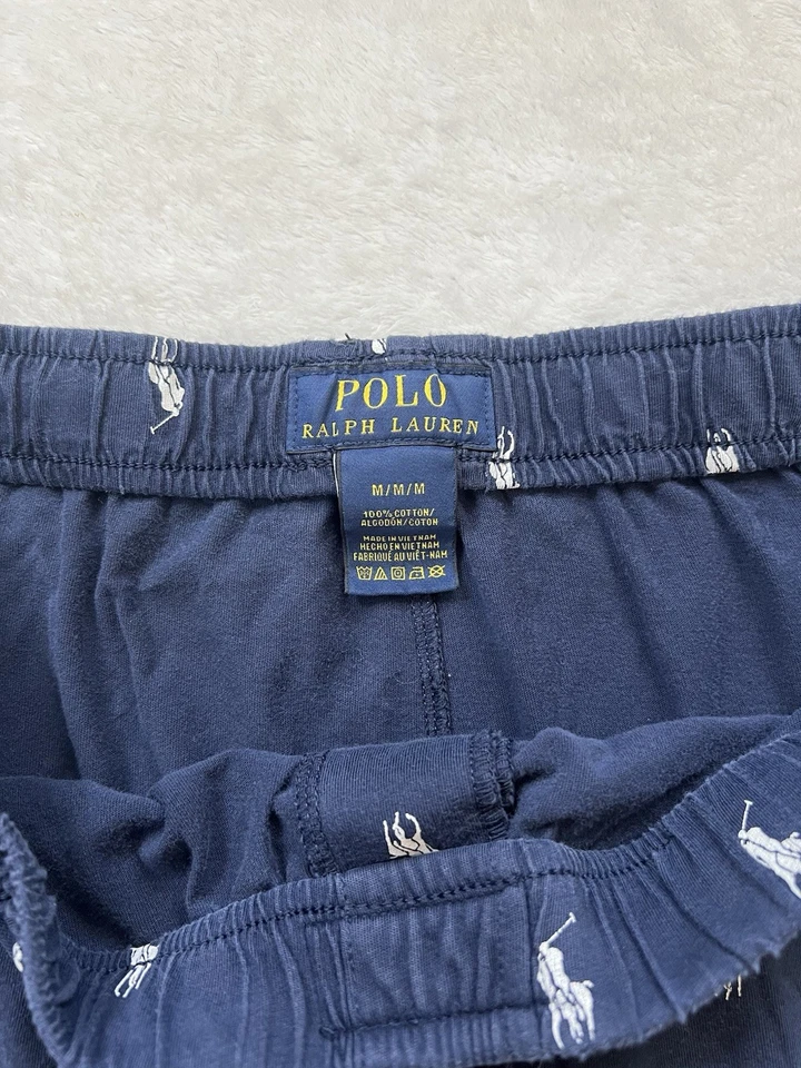 Pantalones cortos de pijama Polo Ralph Lauren para hombre azul marino con estampado de logotipo Foto 3 de 4