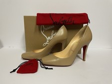 Christian Louboutin Particule 100 Pumps Leather Heels Beige Nude 35/4.5-5