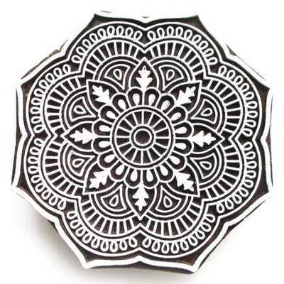 HOLZSTEMPEL Mandala D=10 cm Textilstempel Indien Henna Seifenstempel Stamp wood