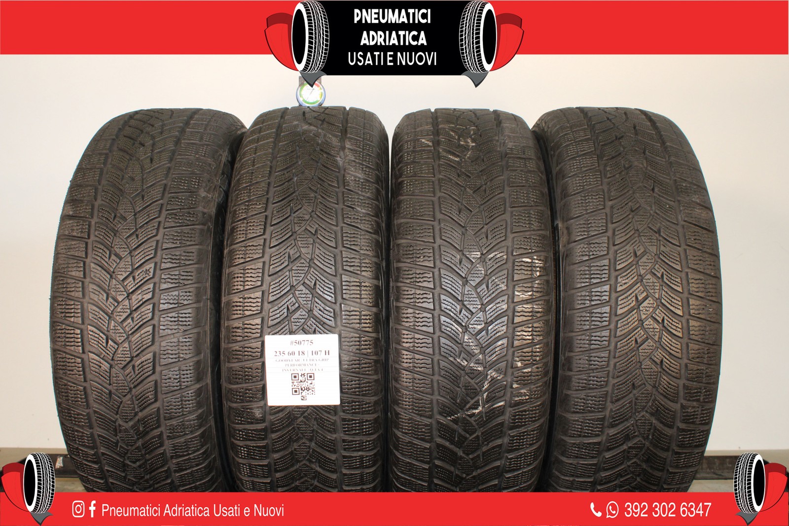 4 PNEUMATICI GOODYEAR 235/60 R18 INVERNALI GOMME USATE 79% - ADRIATICA