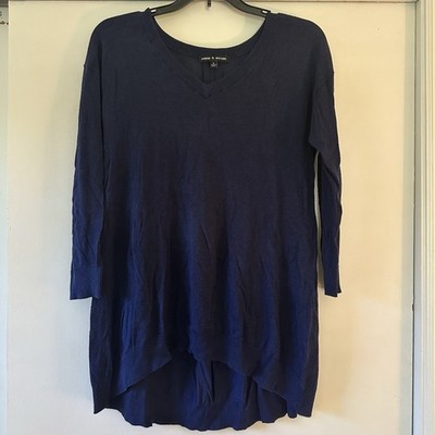 Cable & Gauge Indigo Zip Up Sweater Top Women s Size S EUC