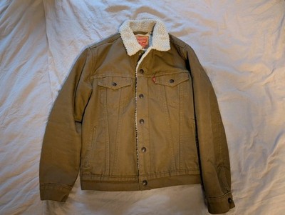 Levi's Trucker Sherpa Duck Canvas Beige Braun Herren Gr. S