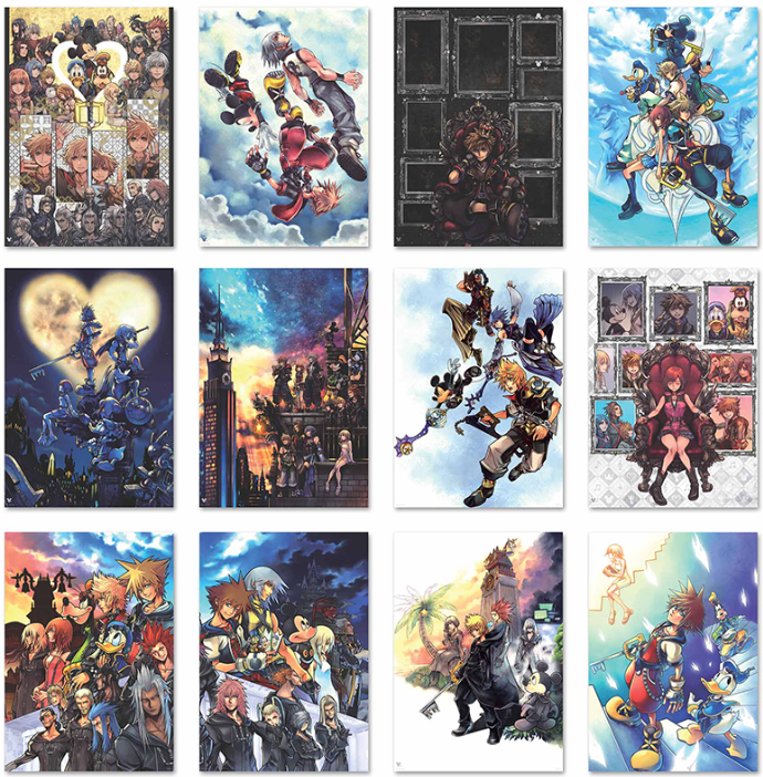 Kingdom Hearts Mini Clear Poster Collection 12 Pack Box A4 Size
