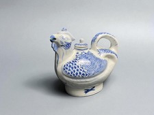 Chine, théière poule porcelaine blanc bleu XXème