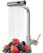 Brushed Nickel Waterfall Kitchen Faucet 3 patterns Sprayer Single Handle Mixer