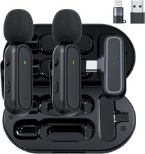 Wireless Lavalier Microphone with Charging Case for Android iPhone iPad Vlog Mic