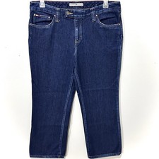 Vtg Tommy Hilfiger Jeans Women's 14 Cropped Straight Leg Capri Y2K Denim 34x27
