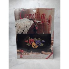 Designs for Needle Cosmetic Bag Black Counted Cross Stitch Kit Pansies 6.5x4