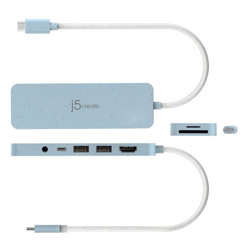 j5create Milieuvriendelijke USB-C-hub met meerdere poorten en stroomvoorziening - Afbeelding 3 van 4