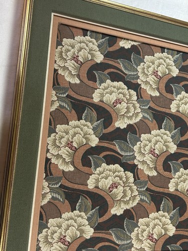 Framed Textile Wall Art Peony Floral Fabric Panel 32x43 Vintage Gold Frame - Picture 12 of 23