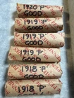 Lot of 6 Wheat Cent Rolls Penny Rolls All Good To Very Good 1918x2 1919x3 1920