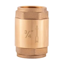EZ-FLO Brass In-Line Check Valve, 3/4 Inch IPS, Stainless Steel Spring, 20403LF