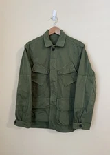 Drake's London Herringbone Ripstop Jungle Jacket Olive Green Size 36