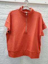 New Varley Ritchie Short Sleeve Sweat Summer Top Orange Size Small