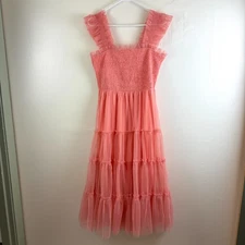 NWT Baltic Born Midi Dress Emma Smocked Tulle Fairy Coral Pink Size XL