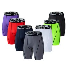 Men Fitness Shorts Workout Compression Tights Gym Bodybuilding Inseam Knickers