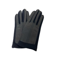 Chloe Black Wool Nylon Leather Women's Gloves