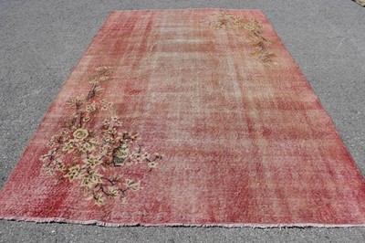 7x10,3 ft Vintage Rug, Oversize Turkish Rug, Red Abstract Rug