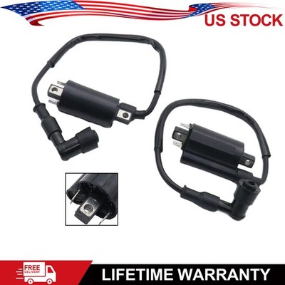 2x Ignition Coil w/Spark Plug Boot Cap For Kawasaki KAF620 Mule 4010 4x4 09-21