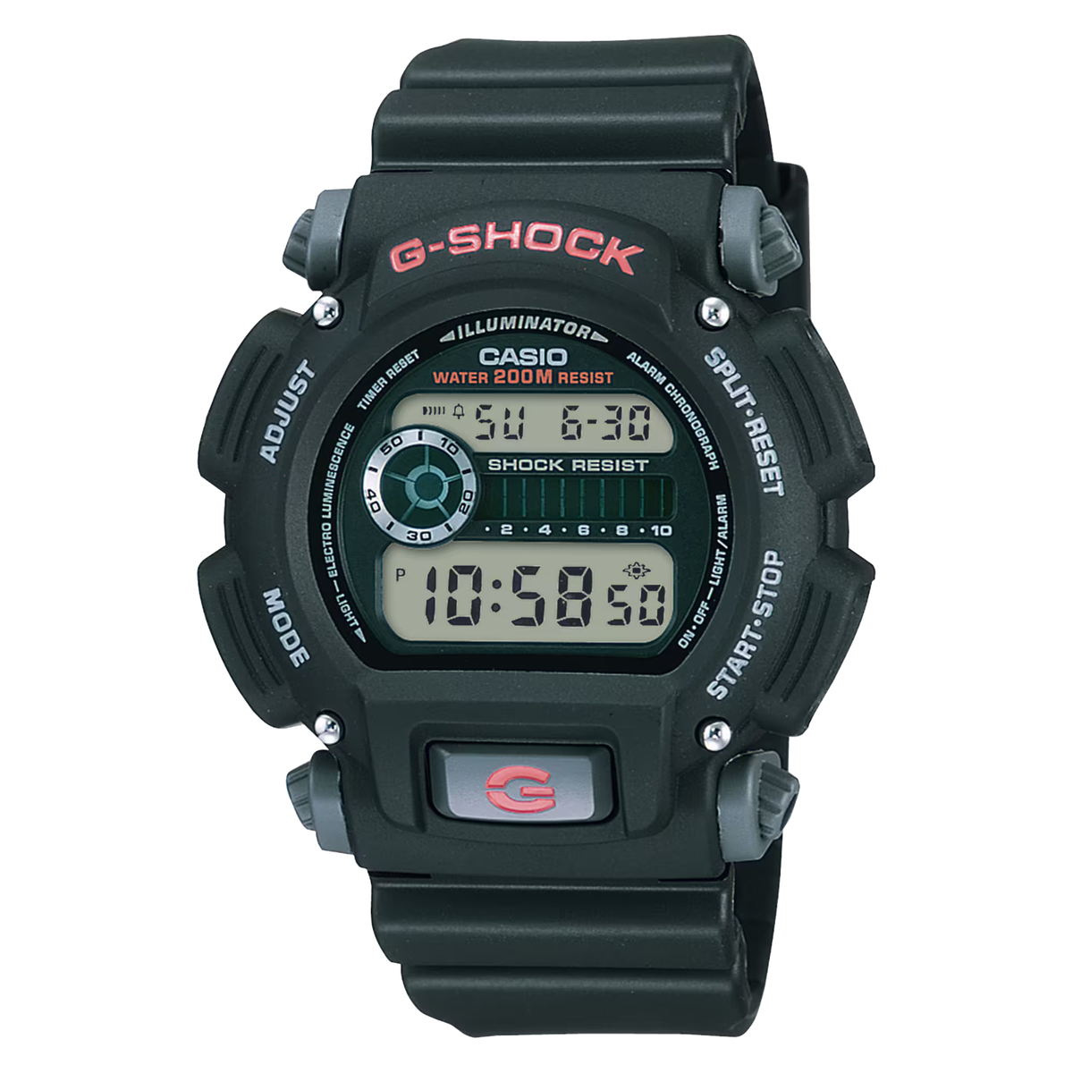 Casio G-Shock DW9052-1V 200M WR 24HR Stopwatch Black Resin  display picture 2