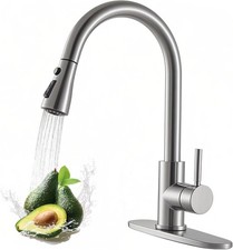 Kitchen Faucet, Brushed Nickel Kitchen Sink Faucet with Pull Down Sprayer, High