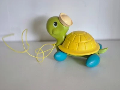 Ancienne Tortue Fisher Price à Trainer Pattes Bleu Année 1977 Vintage - Photo 1/4