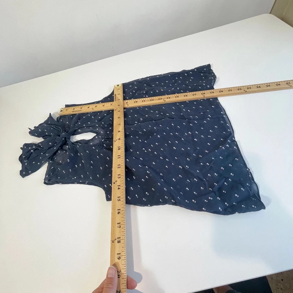 Blusa Juicy Couture sin mangas con lazo y cuello para mujer XS azul marino ojo de cerradura trasero Foto 4 de 4