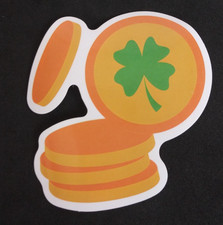 Clover On Gold St. Patrick's Day Sticker 2.5" x 2.38" AB 