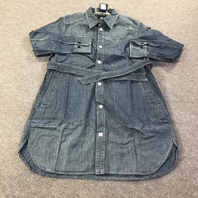 G-Star RAW Long Millery Overshirt Mens XL Blue Chambray Heavy Lock Denim Jacket