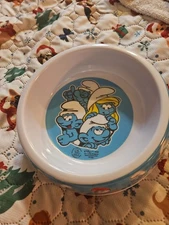 Smurfs Dog Bowl Cat Bowl Puppy Kitten Pet Food & Water Bowls - 1 Or 2 Available 