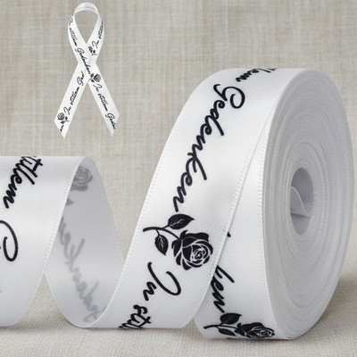 Trauerschleife 20mm x 9m Weiß Text In stillem Gedenken Trauerband