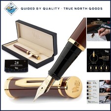 Elegant Fountain Pen Kit with 18K Gold Nib and 24 Ink Cartridges Included