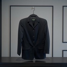 J Crew 100 Wool Black Blazer Women  s 6P Petite Made In Japan Button Down Read