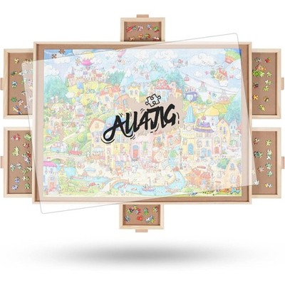 2000 Pieces Rotating Puzzle Board with 6 Drawers and Cover,28''x40''Portable Wo...