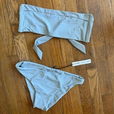 Cami And Jax Luxury Bikini Set Bandeau Top Meilani Bottoms S Grey Double Lined