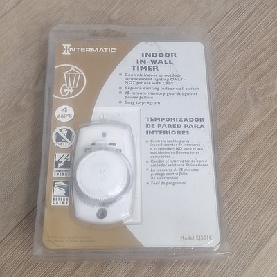Intermatic Indoor Wall Switch Timer  24-Hour Programmable EJ351C White -Open Box