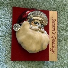 Season s Greetings Santa Claus Christmas Enam...