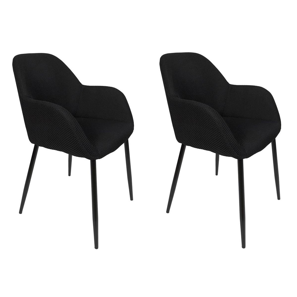 Chaises Atome noires lot de 2 fauteuils de table de 85cm de hauteur pour salle à manger