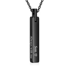 Bar Cremation Urn Necklaces for Ashes for Women Men Cube Stainless Steel Cr - 01
