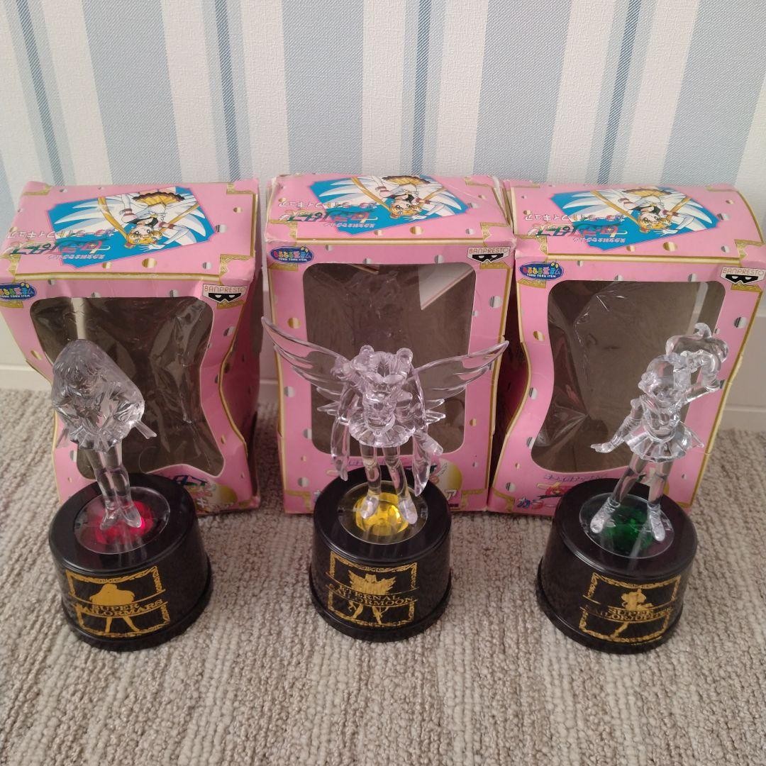 Juego de 3 figuras de luz color Sailor Moon raro coleccionable anime japonés