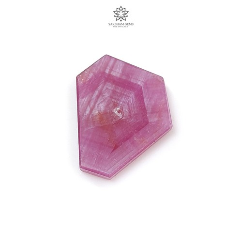 Piedra preciosa de zafiro rosa brillo 100 % natural con forma hexagonal 1 pieza para joyería - Imagen 7 de 13
