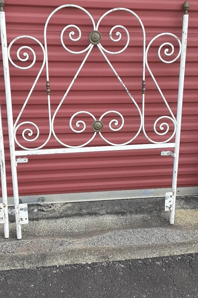 PR FRANCÉS COUNTRY HIERRO SHABBY CHIC CABECEROS DOBLES MEDALLÓN DE LATÓN/ACENTO FINAL Foto 4 de 4