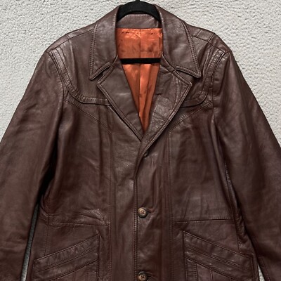 True Vintage Leather Jacket Mens 42 Brown Retro 70's Studio 54