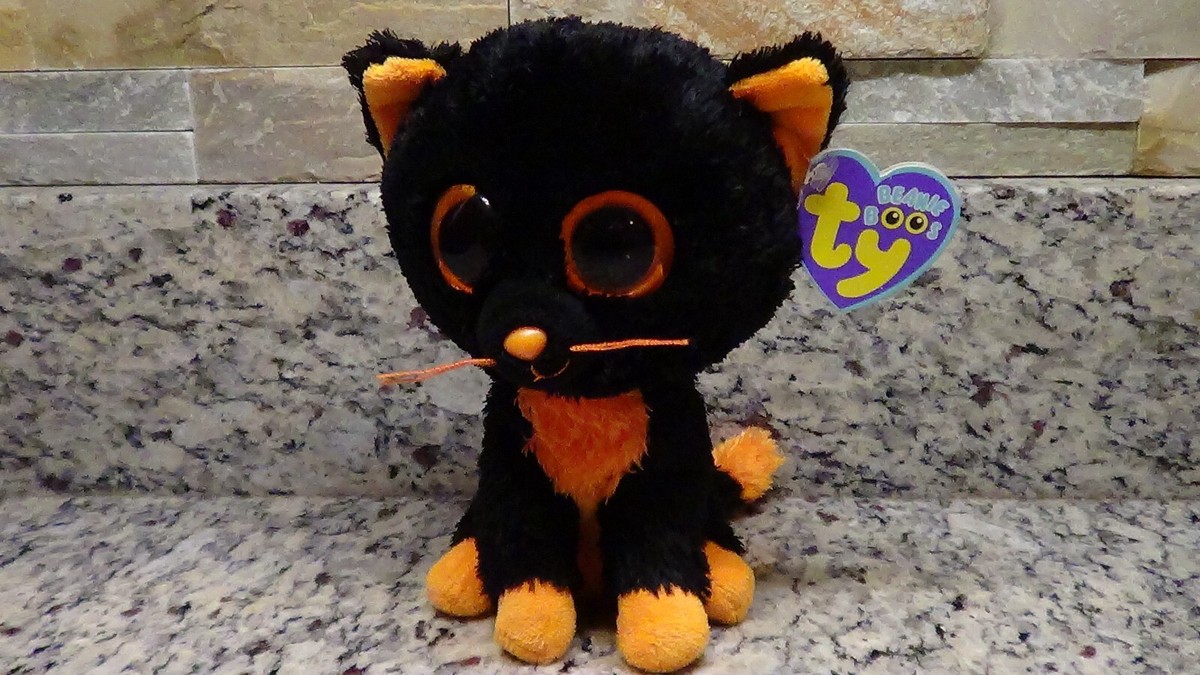 2012 retired Ty Beanie Boos Moonlight Black Halloween Cat October