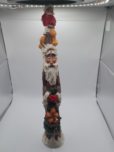 Vintage Roman Inc Folk Art Pencil Santa w/Cardinal on Head & Sack of Pears - Picture 3 of 9