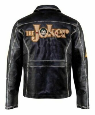 NEW SUICIDE SQUAD JOKER BIKER BLACK MOTORCYCLE DISTRESSED GENUINE LEATHER JACKET