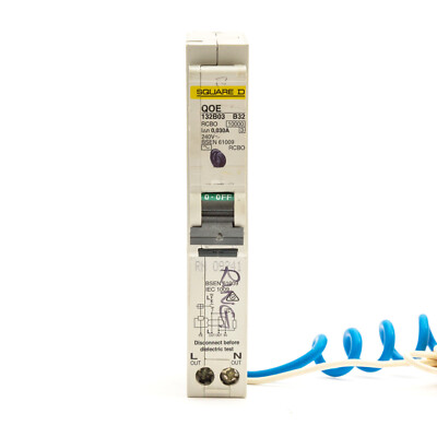 SQUARE D QOE132B03 32A RCBO SQ-D QOE PLUG IN 10KA 30MA B CURVE MWST INC